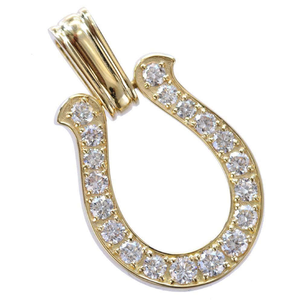 ペンダントトップ メンズ K18 18金喜平用 ダイヤモンド 馬蹄 ホースシュー