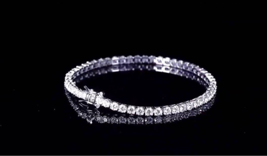 証明付き】13ct モアサナイト×S925 テニスチェーンブレスレット