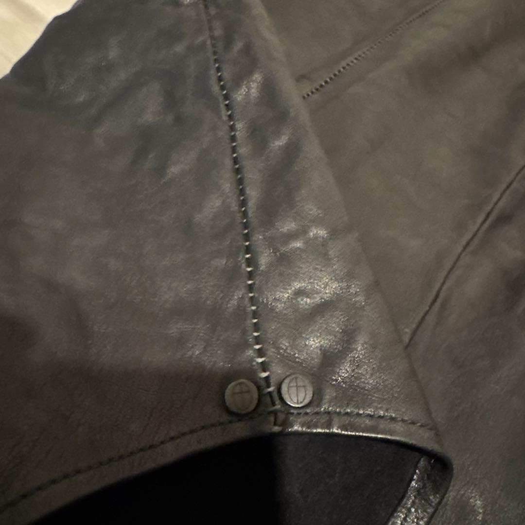 incarnationカーフレザーシャツ オーバーロックステッチ incarnationカーフレザーシャツ オーバーロックステッチ