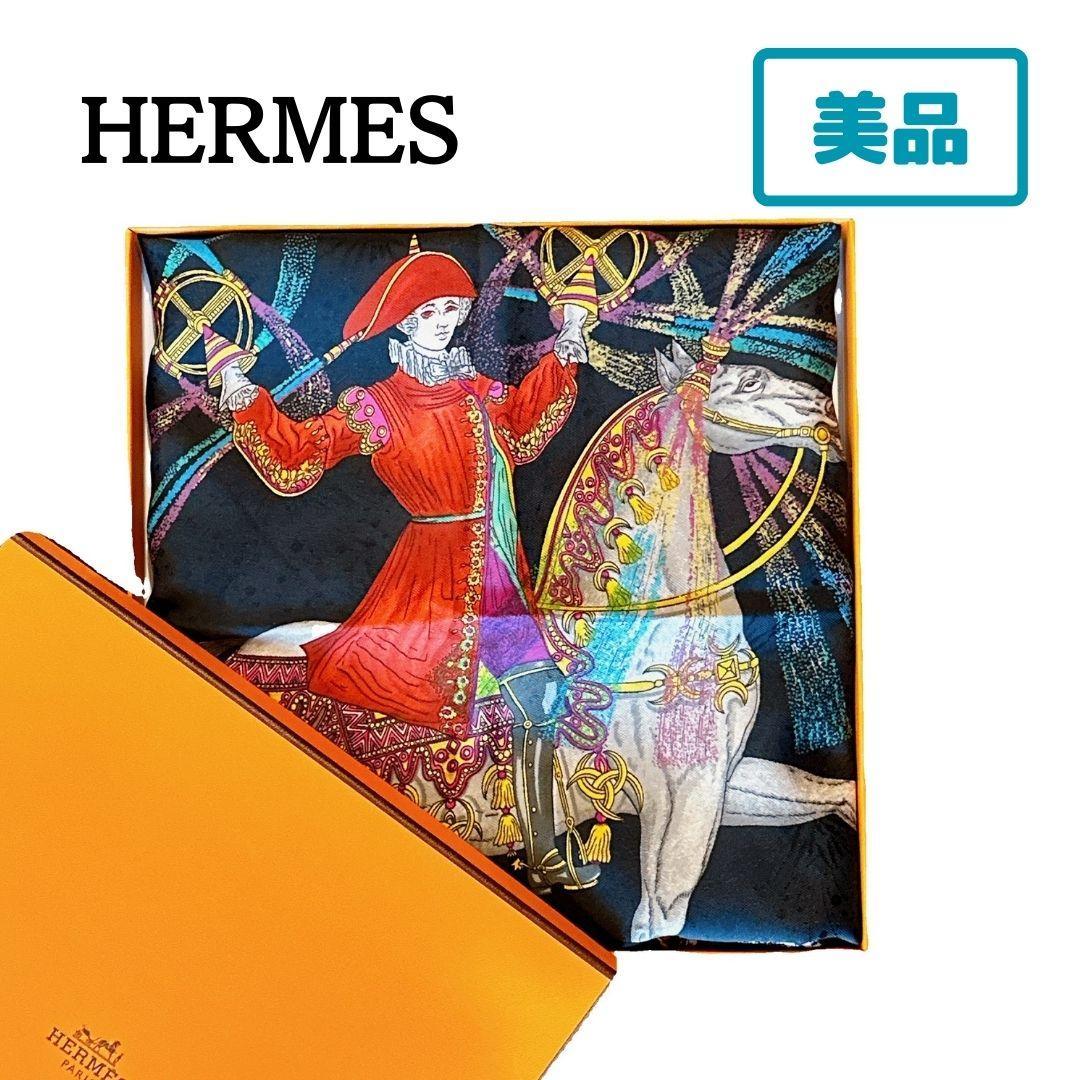 HERMES エルメス カレ90 技巧の炎 スカーフ 技巧の炎 ブラック 黒