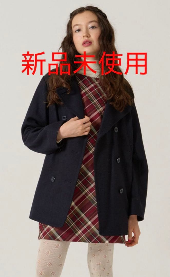 ハート刺繍 ウールミックス ピーコート TINA JOJUNM TINA JOJUN