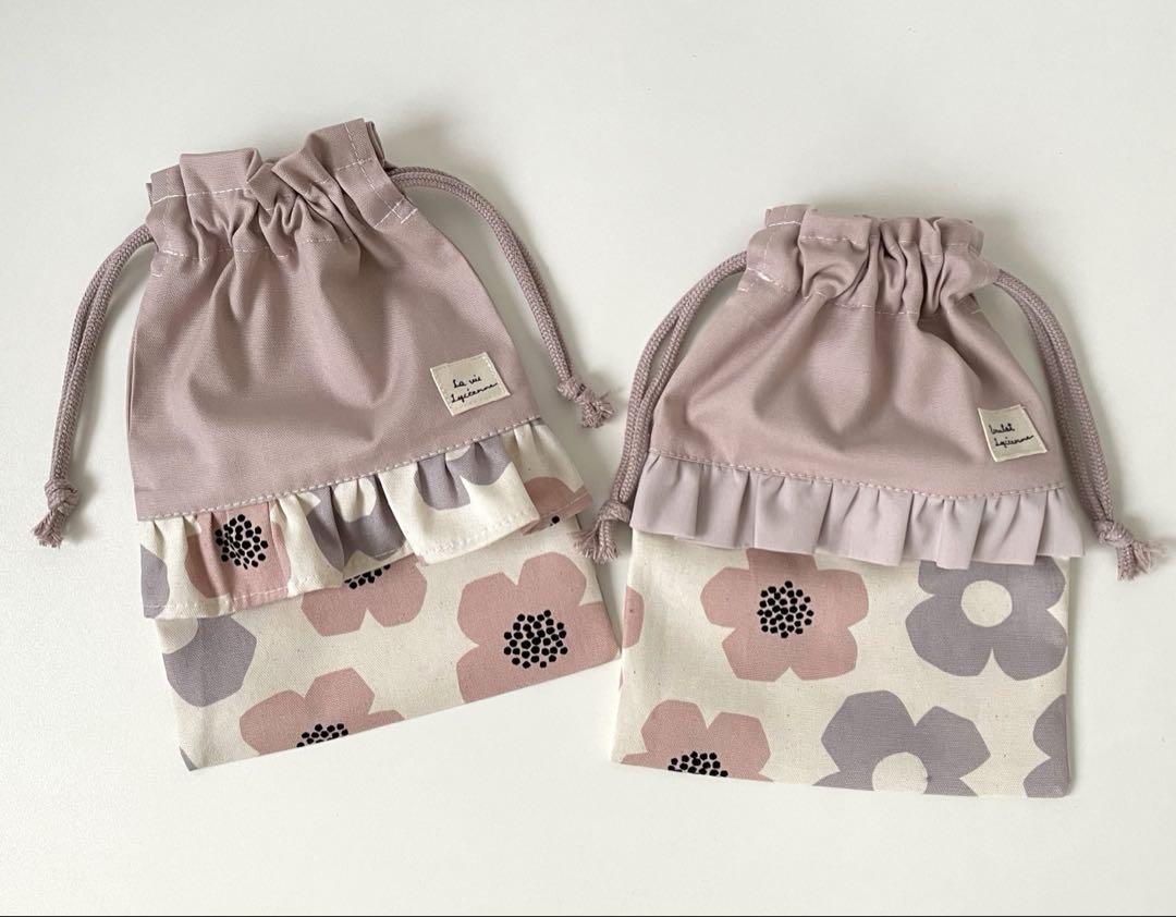 入園　入学　キルティング　カバン　セット　くすみフラワー × くすみピンク