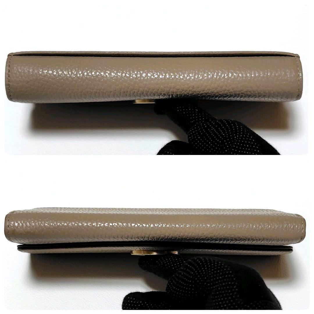極美品✨ アニエスベー 長財布 グレージュ シボ革 金具ロゴ