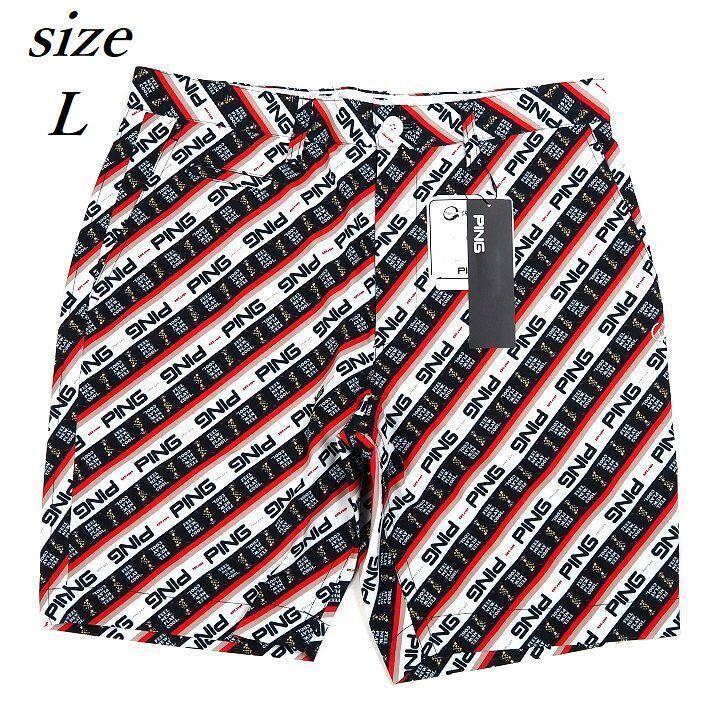 新品 ピン ゴルフ 総柄ロゴ ストレッチ ハーフパンツ ショートパンツ 赤 L