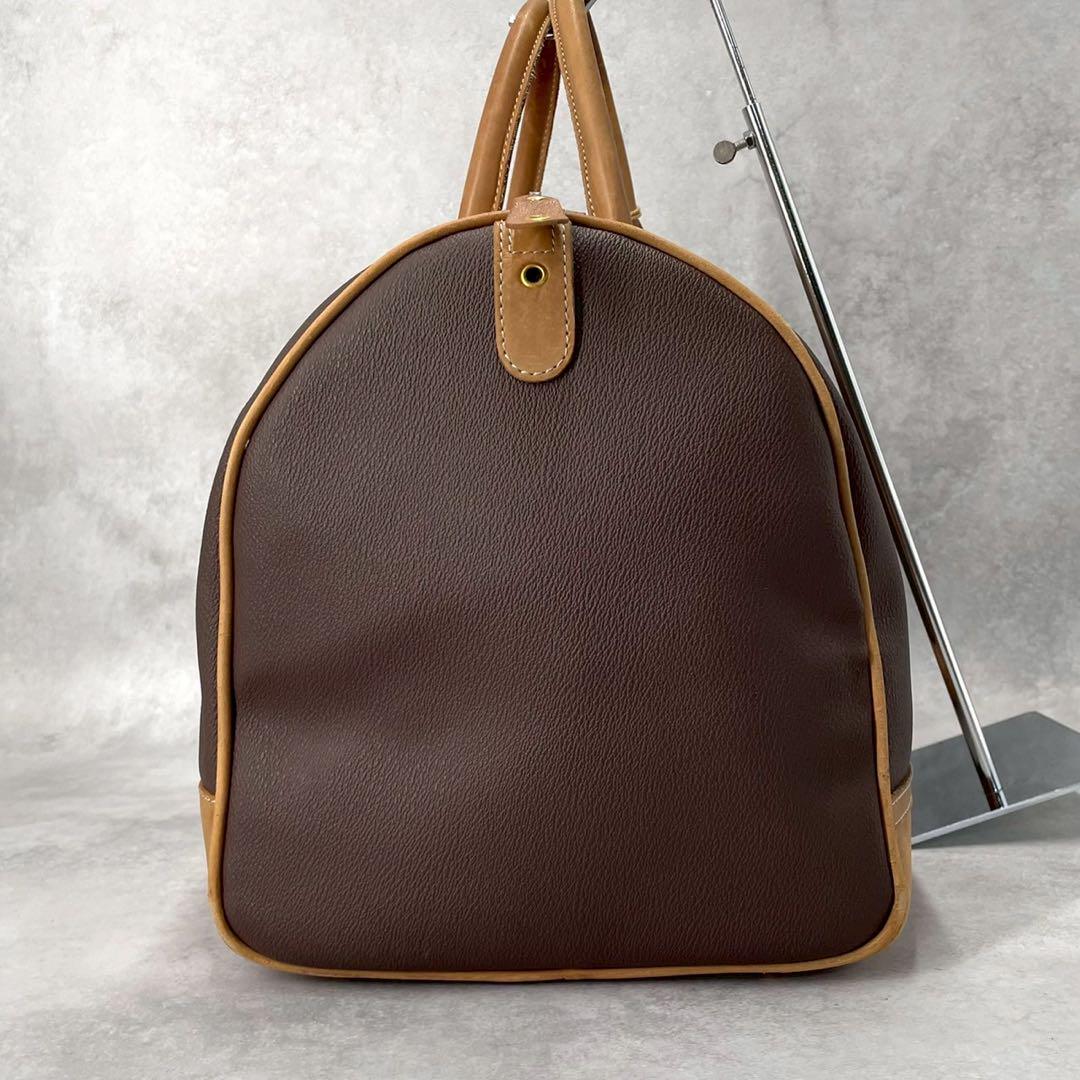 【大容量】LOEWE ボストンバッグ　レザー　バイカラー　アナグラム　南京錠　鍵