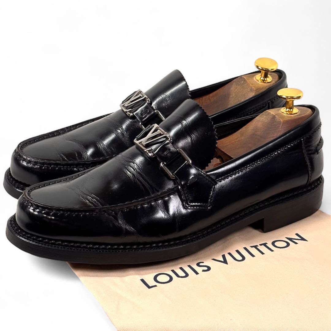 ルイヴィトン 6 1/2 25.5 ローファー LV メジャーライン ブラック