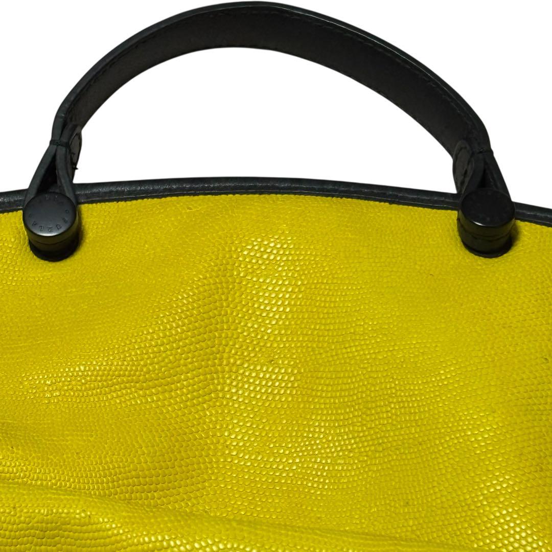 FURLA クロコ型押しトートバッグ/レザー ショルダー付 イエロー