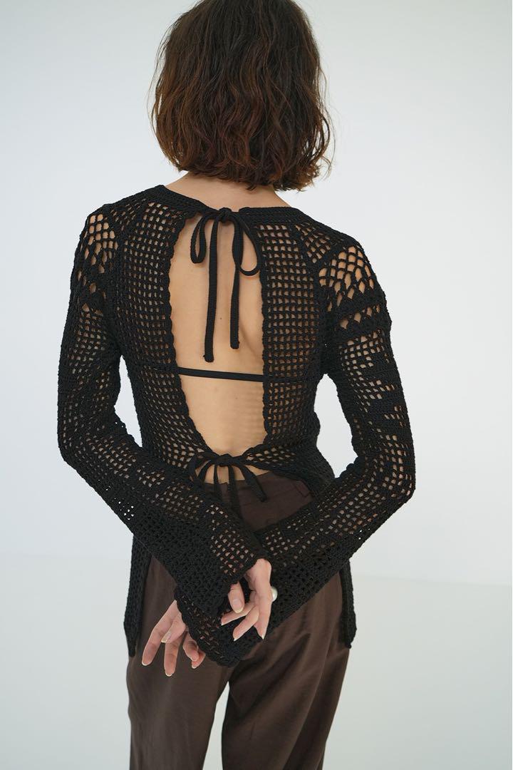 CLANE BACK OPEN CROCHET KNIT TOPS
