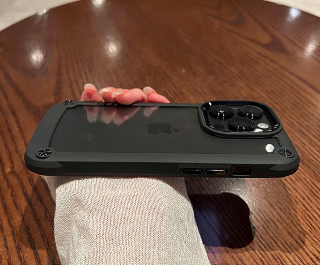 iphone14pro ケース 黒 耐衝撃 クリア スマホケース 透明 シリコン