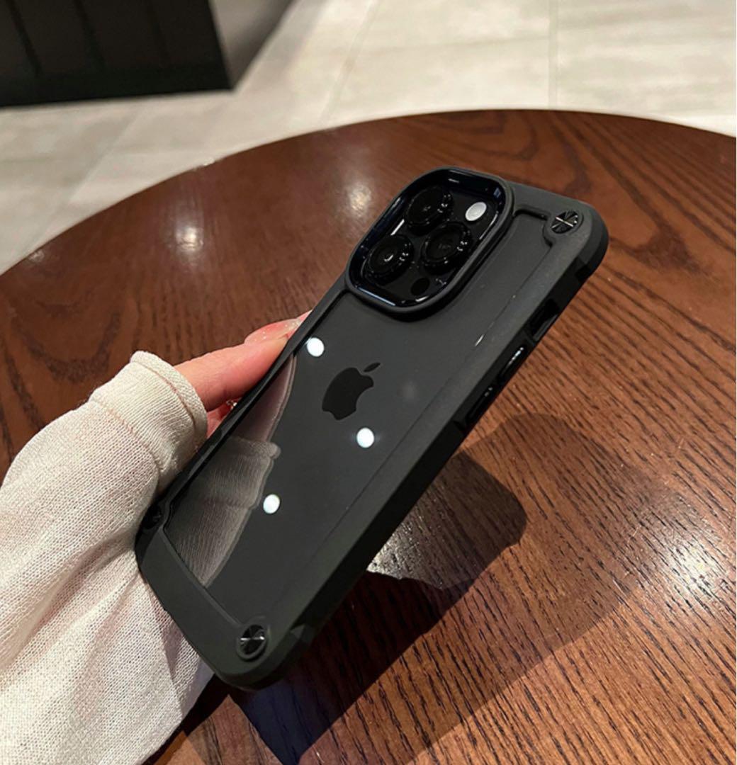 iphone14pro ケース 黒 耐衝撃 クリア スマホケース 透明 シリコン