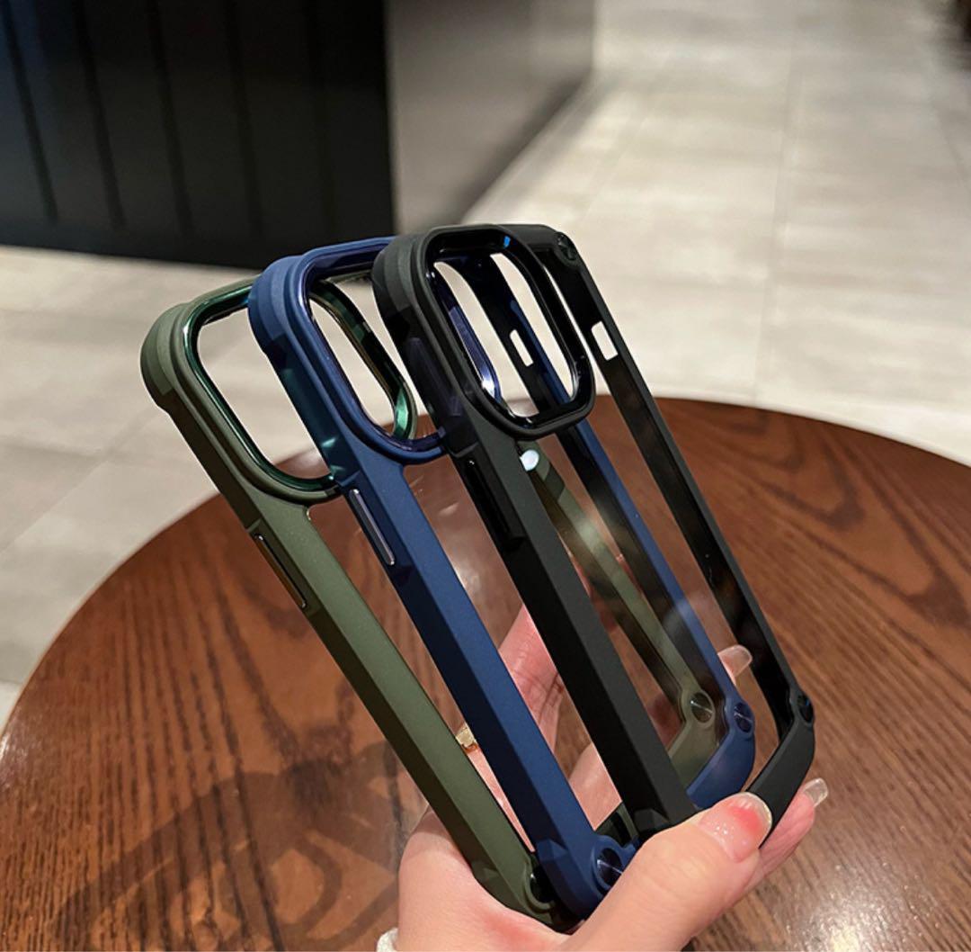 iphone14pro ケース 黒 耐衝撃 クリア スマホケース 透明 シリコン