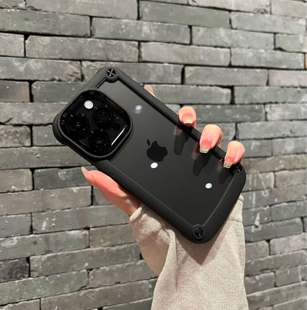 iphone14pro ケース 黒 耐衝撃 クリア スマホケース 透明 シリコン