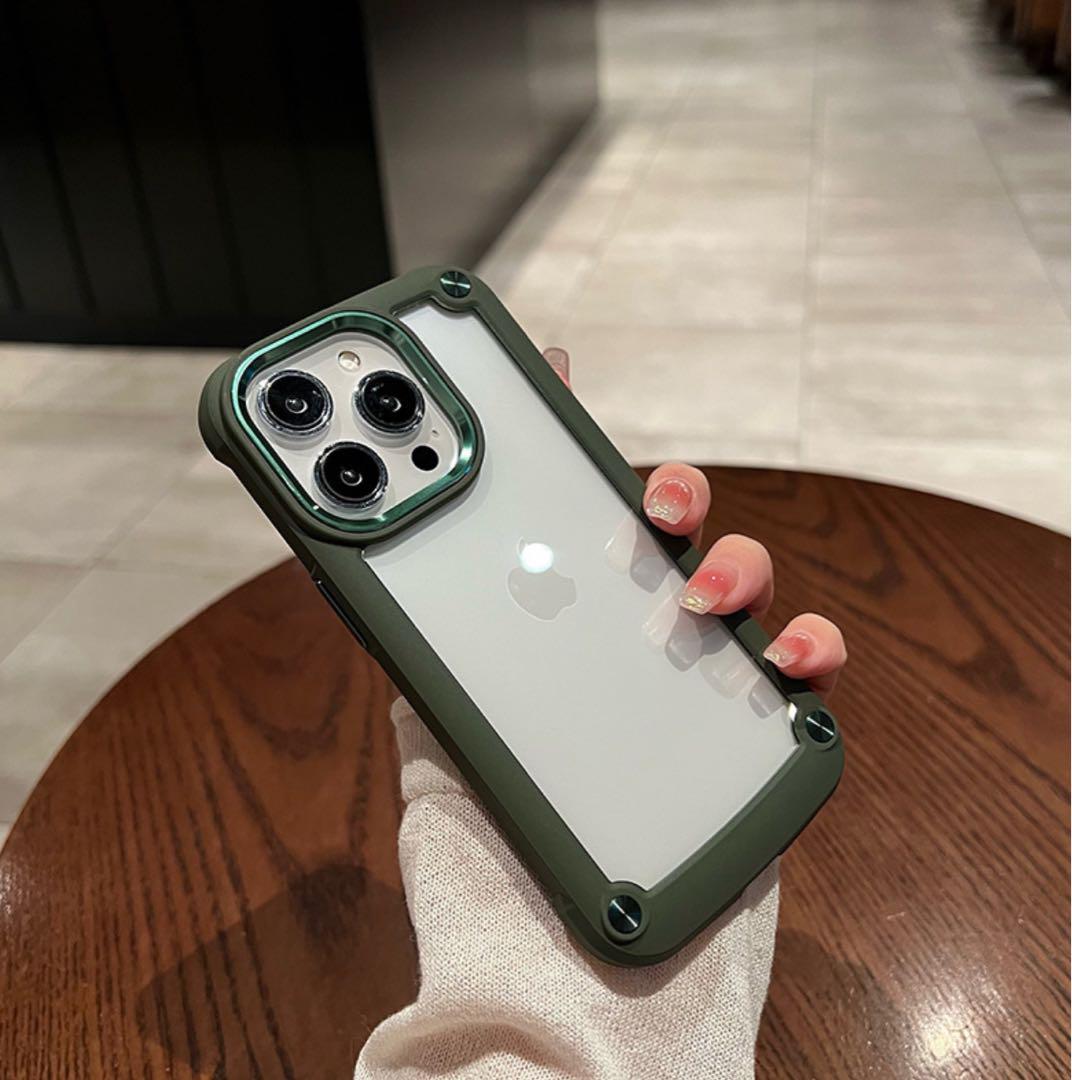 iphone14pro ケース 黒 耐衝撃 クリア スマホケース 透明 シリコン