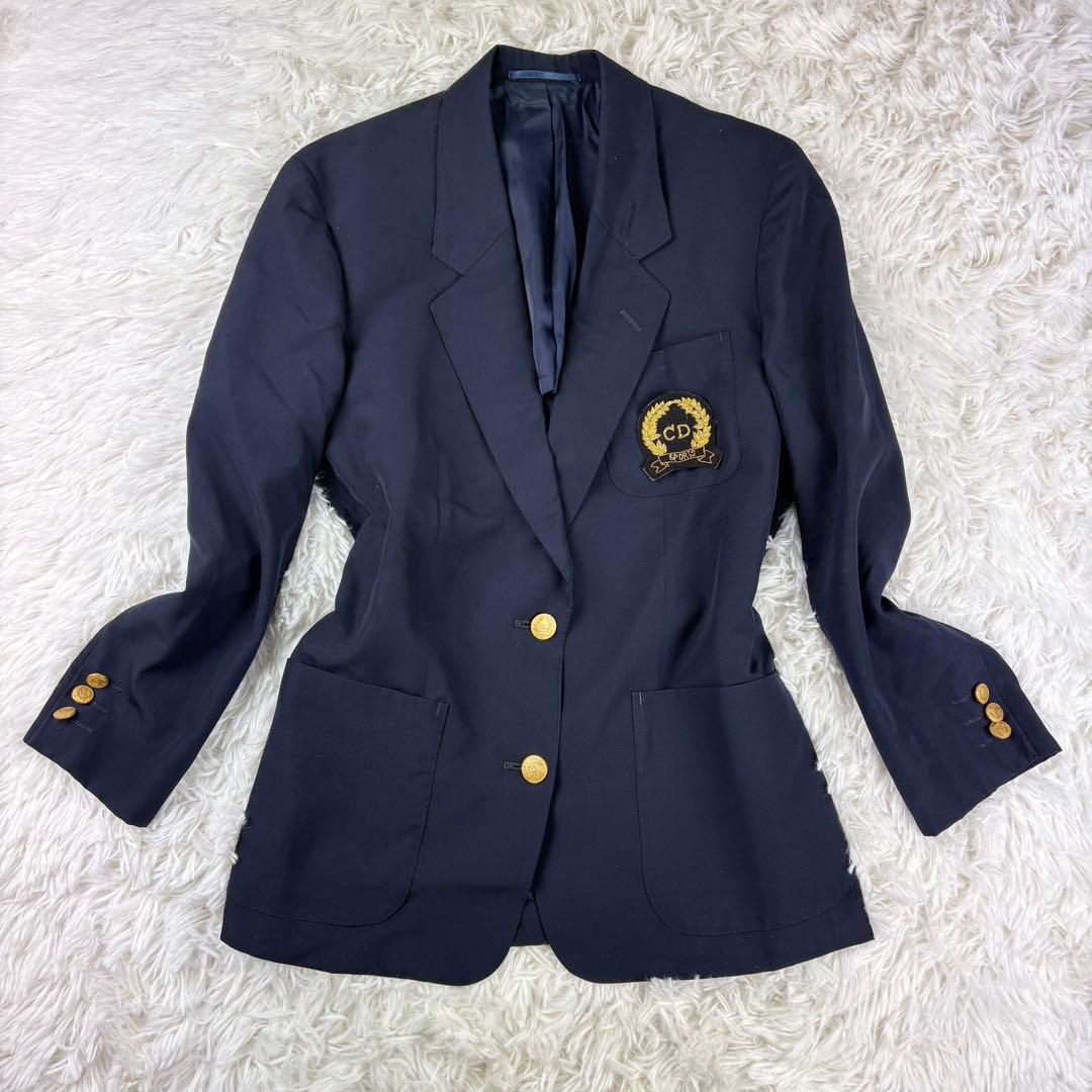 ディオール 紺ブレ 金ボタン テーラード シングル エンブレム MサイズM Vintage Dior