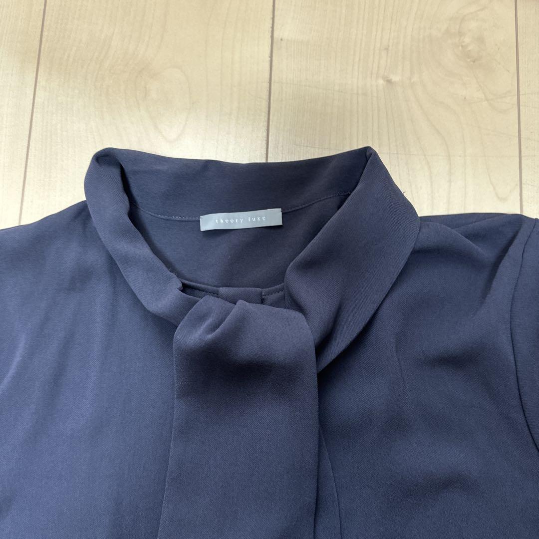Theory luxe セオリーリュクス ボウタイブラウス ダークグレー