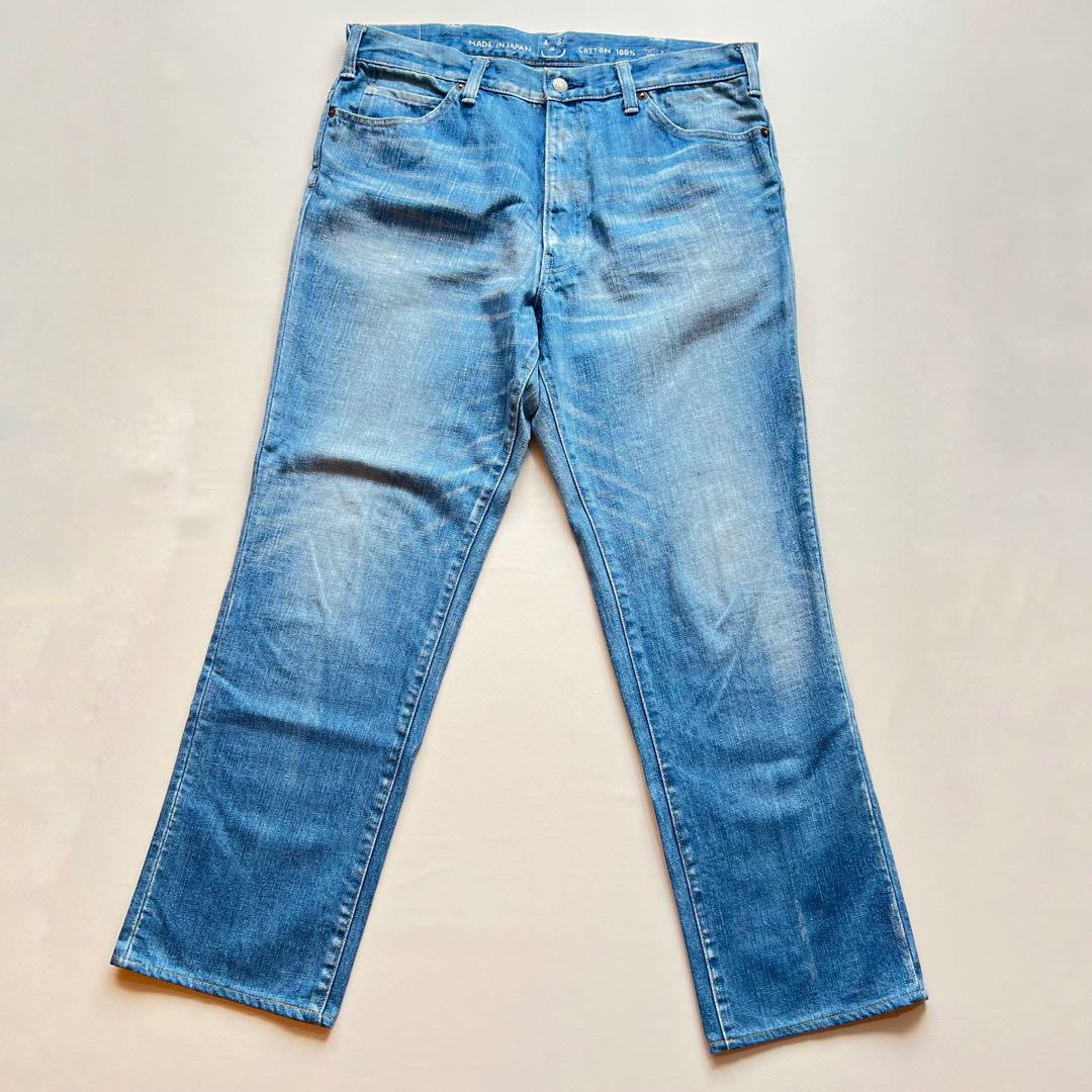 美品　45R 　大きいサイズ　おこめデニムのフロントリバー（加工） デニムパンツ