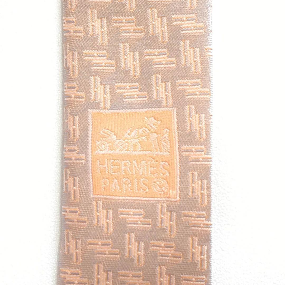 美品 エルメス HERMES ネクタイ シルク H織りタイ ファソネH H柄