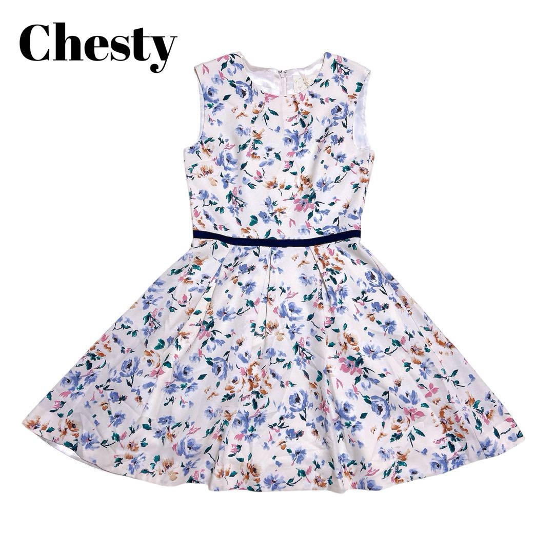 ⭐️大人気　Chesty チェスティ（M）ノースリーブ　ワンピース　花柄　ホワイト