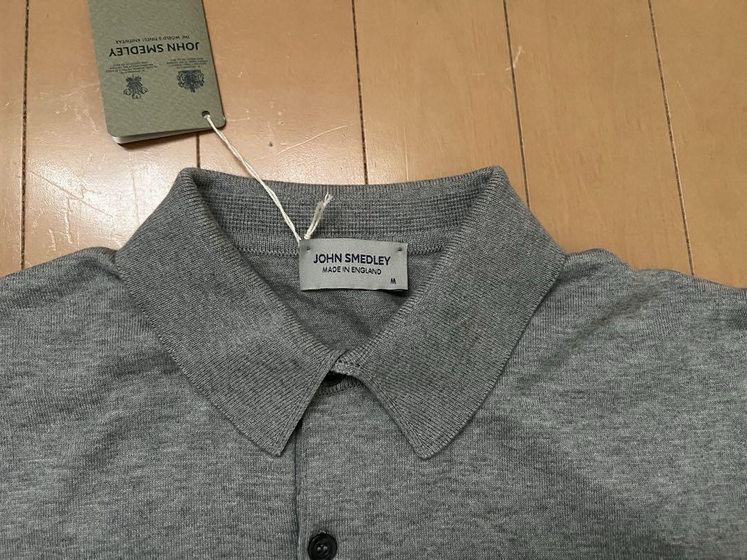 John Smedley ポロシャツAdrian コットン M シルバー 新品