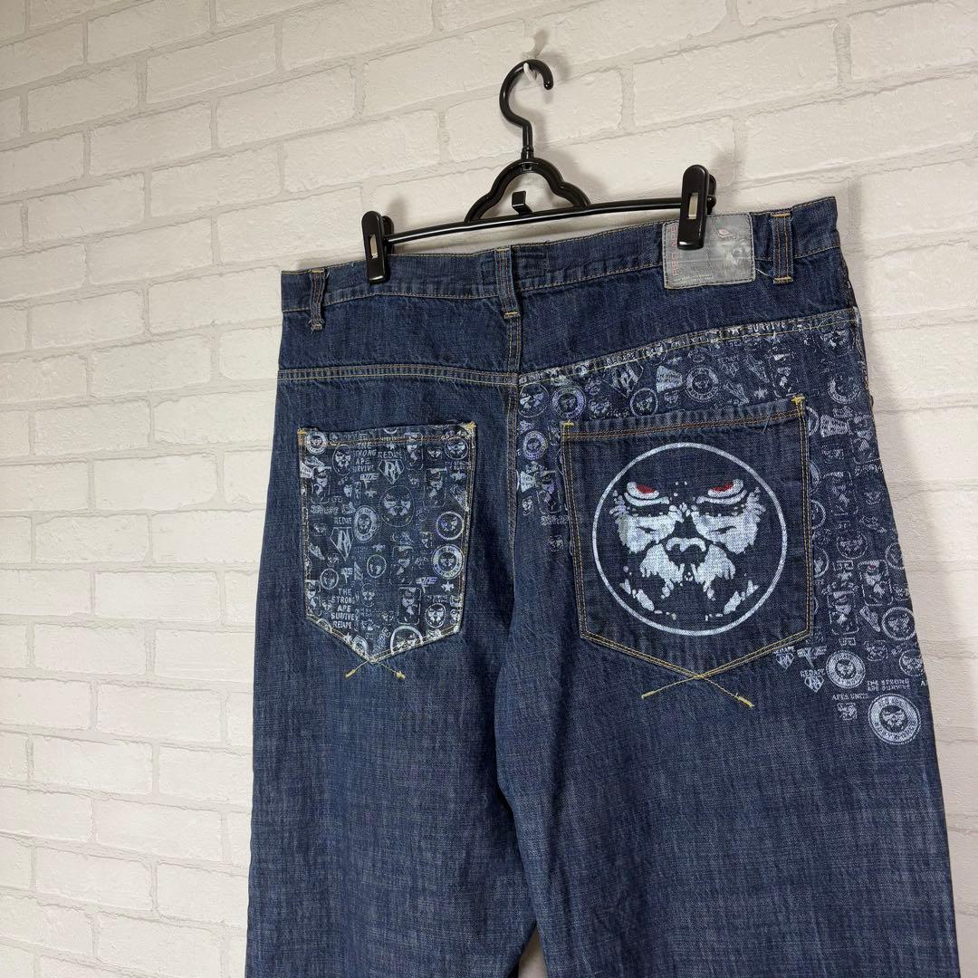 REDAPE 超極太 オーバーサイズ プリント デニム バギーパンツ B系