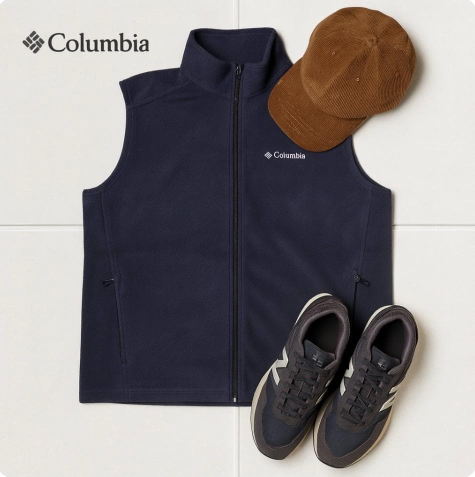 E323@ Columbia ジップフリースベスト M ネイビー