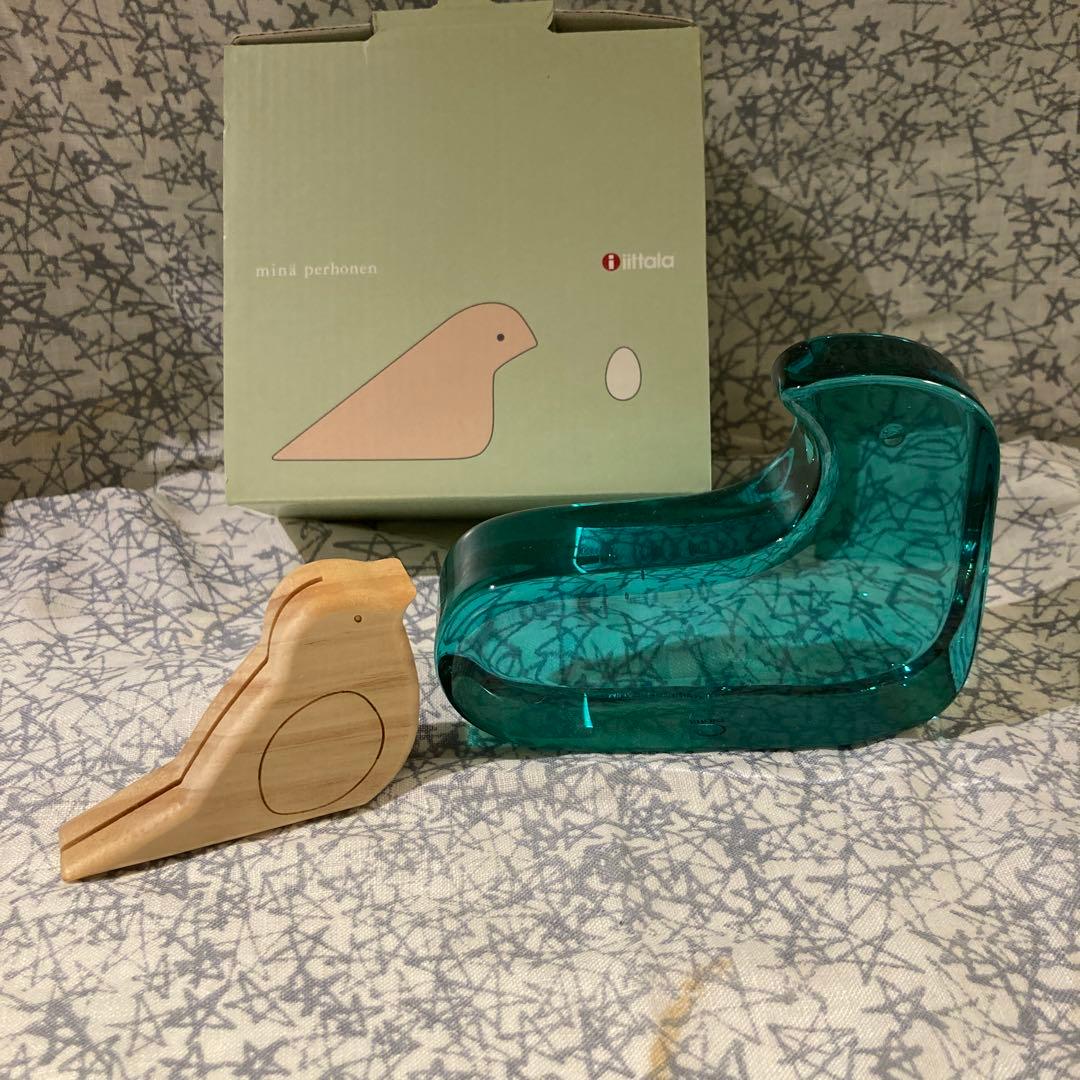  ガラス置物 バード　ミナペルホネン　イッタラ　コラボ　グリーン