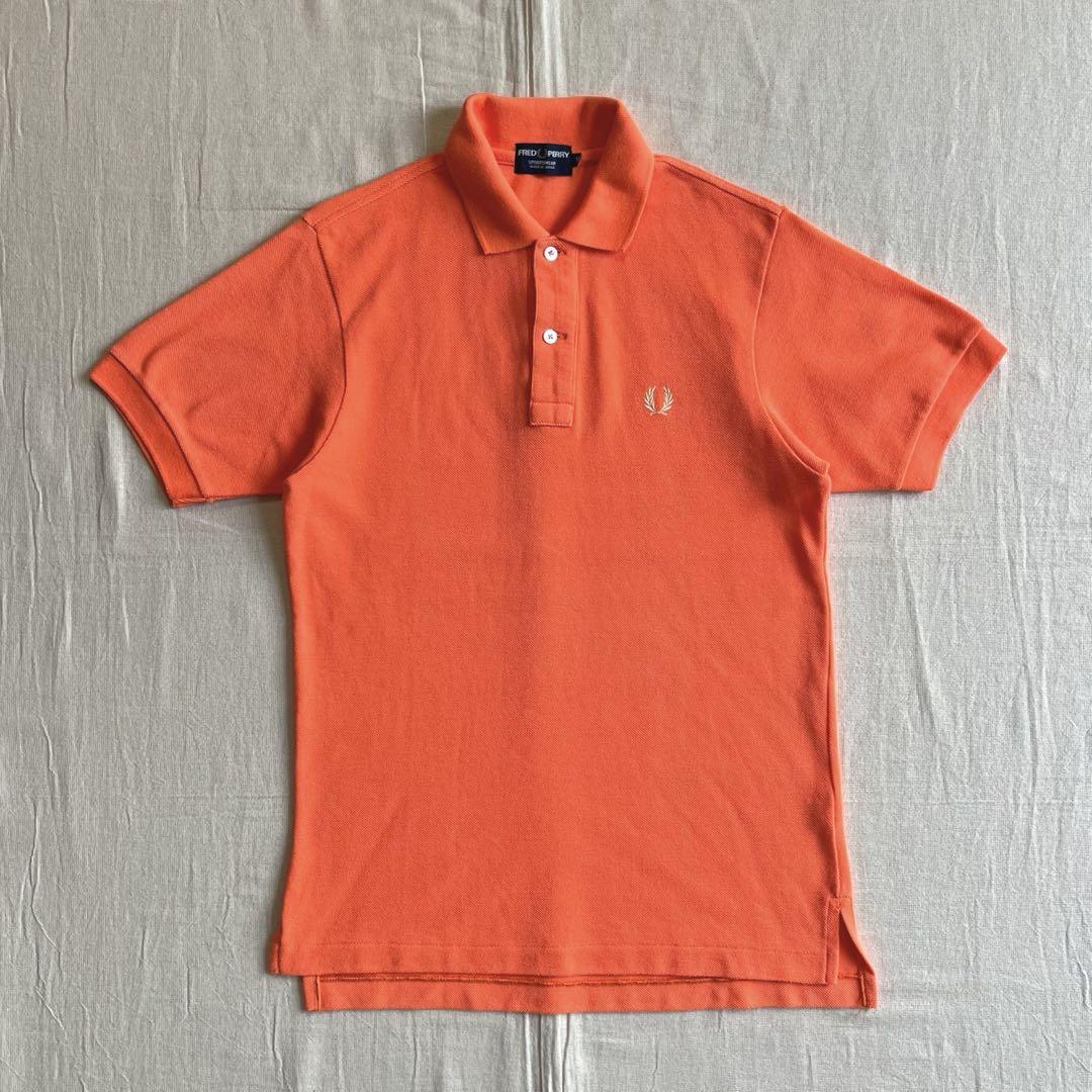 90s　OLD FRED PERRY　月桂樹ロゴ刺繍　鹿の子ポロシャツ　ネオンM