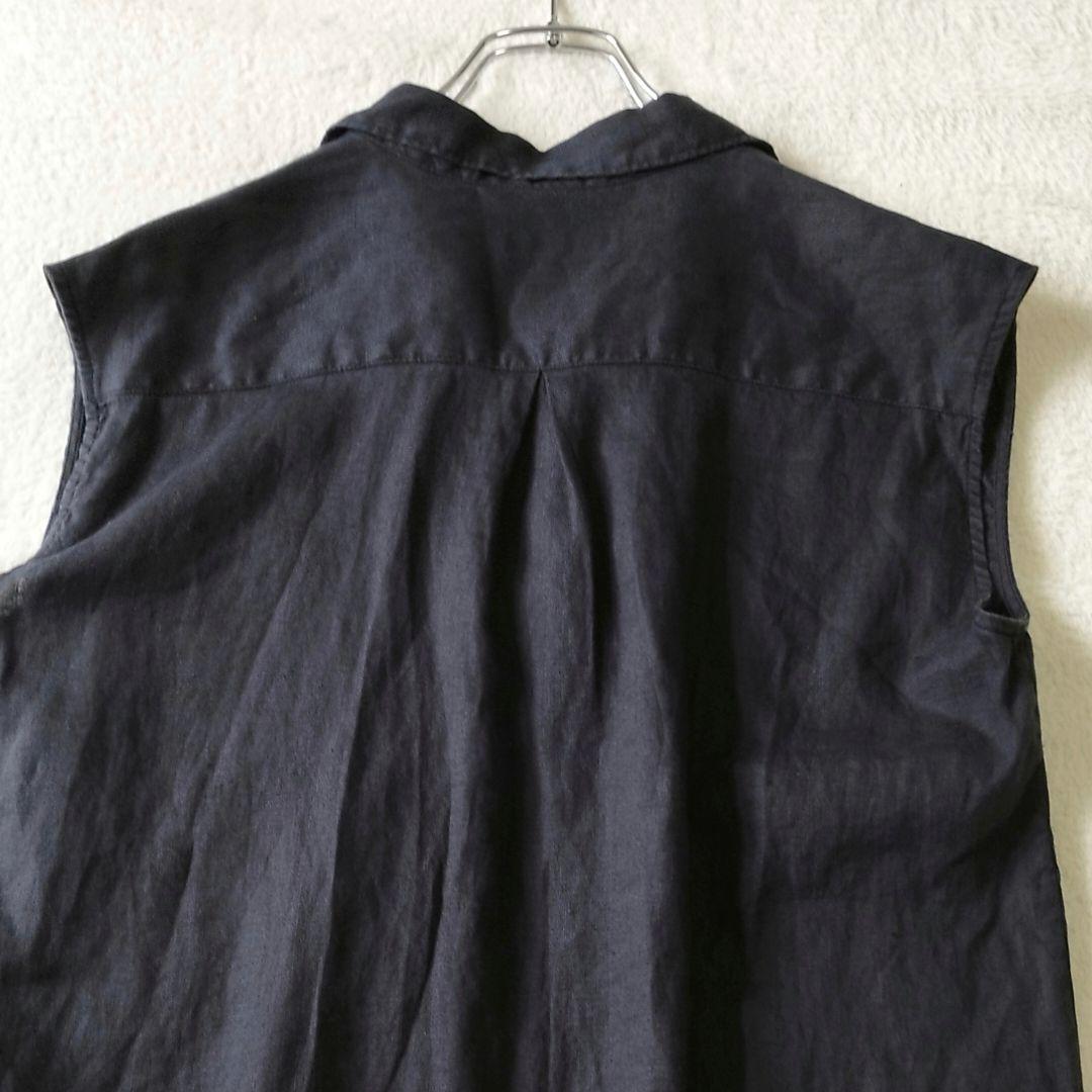 Spick&Span　リネンノースリーブシャツ　size:F　ブラック　タグ付