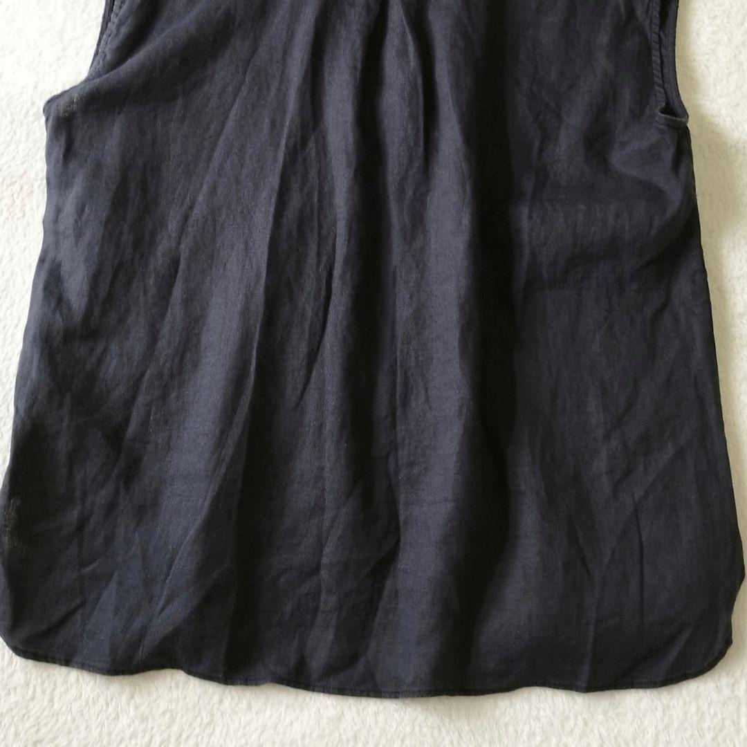 Spick&Span　リネンノースリーブシャツ　size:F　ブラック　タグ付