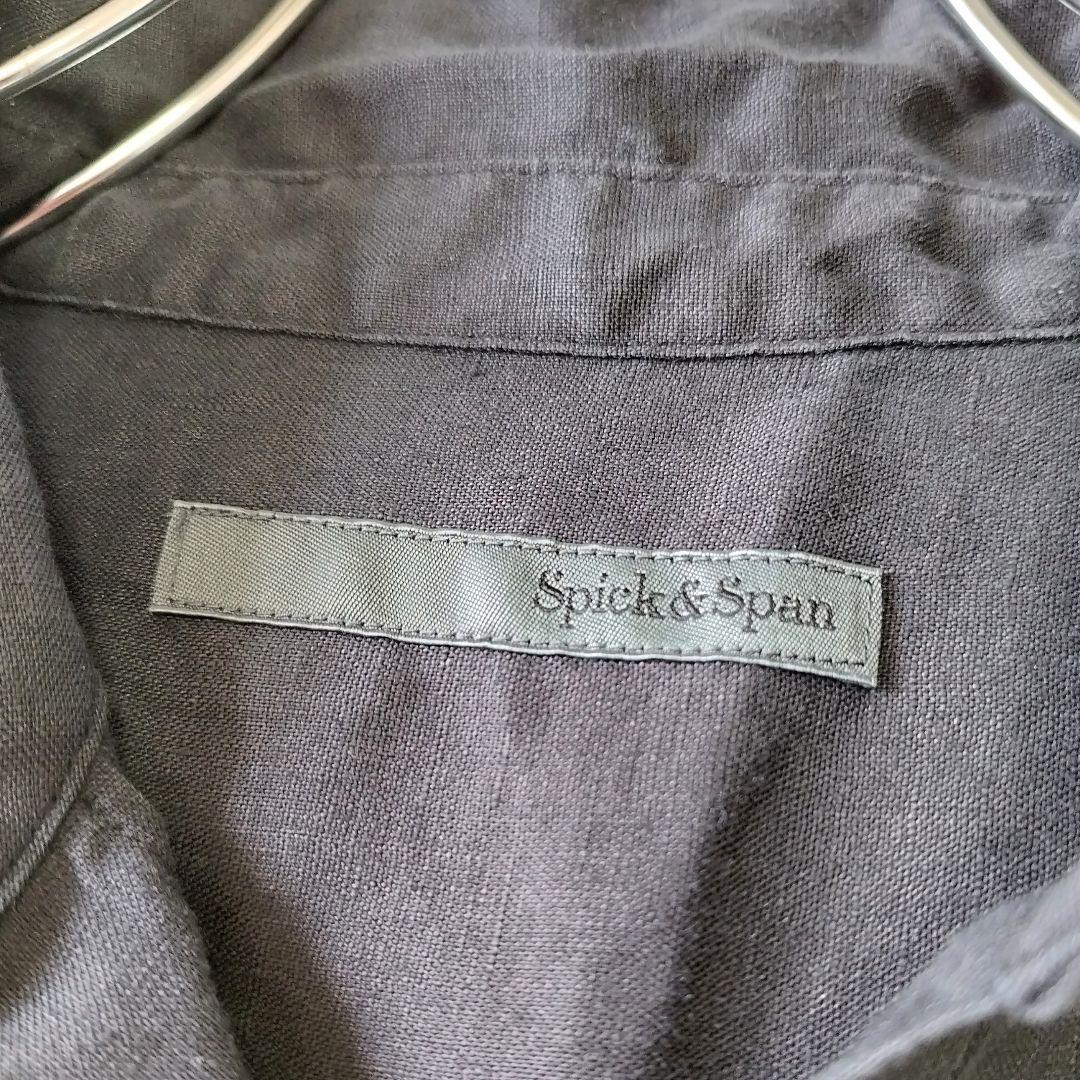 Spick&Span　リネンノースリーブシャツ　size:F　ブラック　タグ付