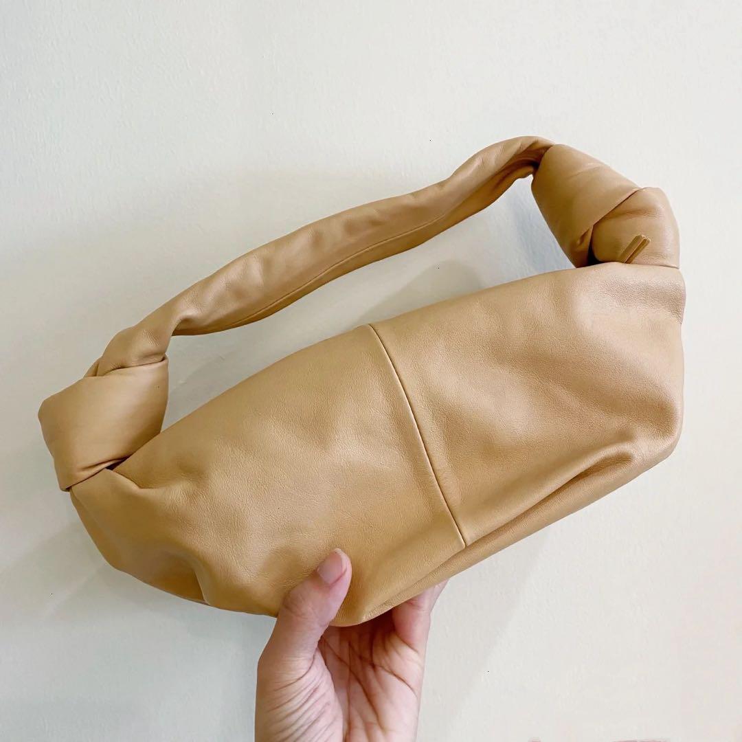 BOTTEGA VENETA ボッテガヴェネタ ベージュ ハンドバッグ レザー 美品】 ボッテガヴェネタ ダブルノット ハンド バッグ レザー