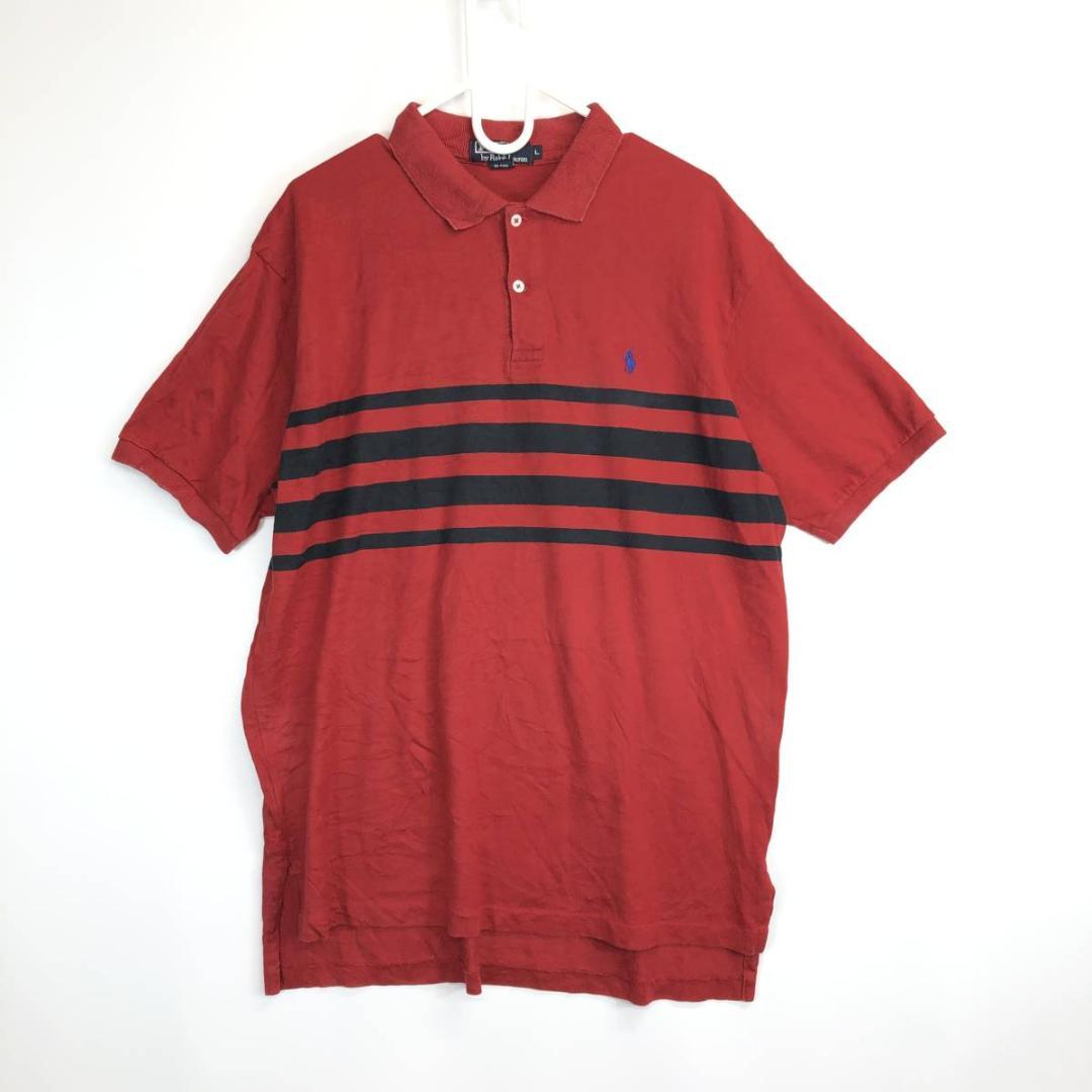 90s USA製 ラルフローレン 半袖 ポロシャツ Lサイズ ワインレッド