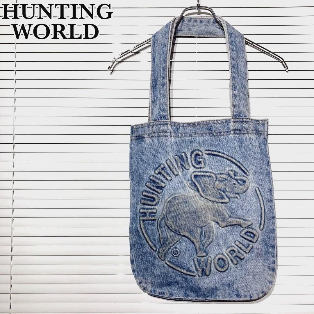 美品】HUNTING WORLD ハンティングワールド デニムトートバッグ 美品】HUNTING WORLD ハンティングワールド デニムトートバッグ