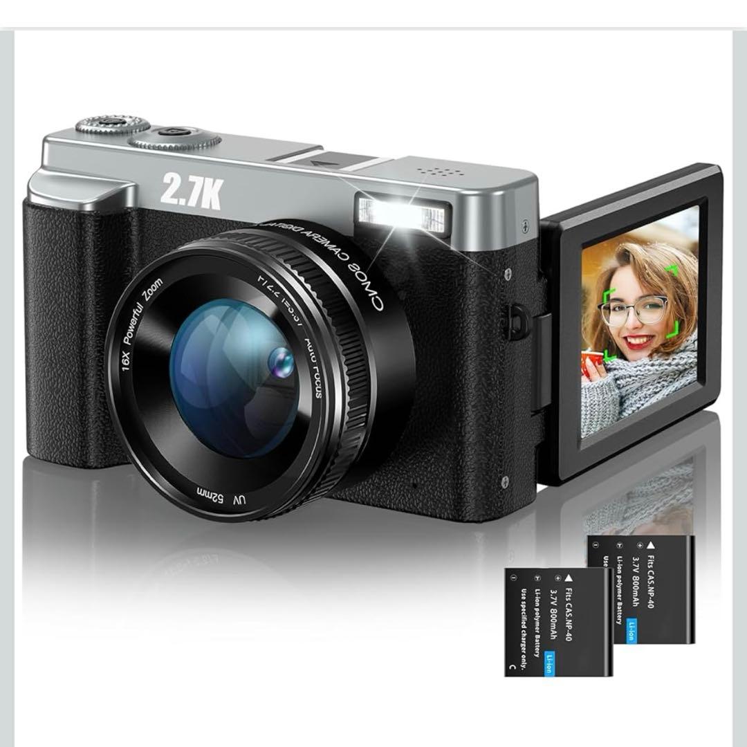 新品　SIXTARY デジカメ 2.7K 4800万画素 ビデオカメラ 銀