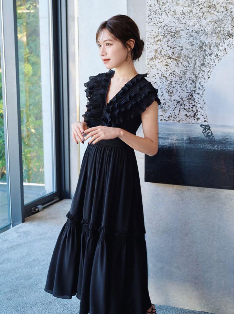 ワンピース Laubeblanc Pleats collar chiffon dress