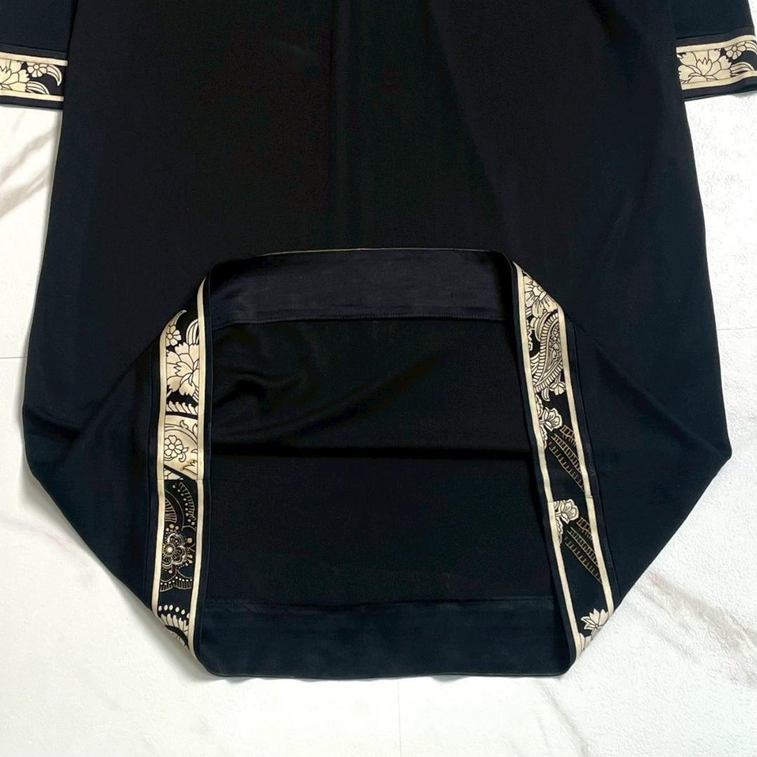 美品✨レオナール カンカン ロング ワンピース トリム ブラック 長袖 M 美品✨レオナール カンカン ロング ワンピース トリム ブラック