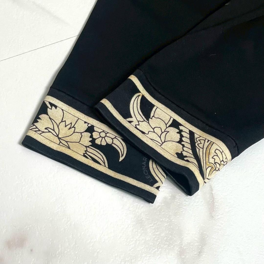 美品✨レオナール カンカン ロング ワンピース トリム ブラック