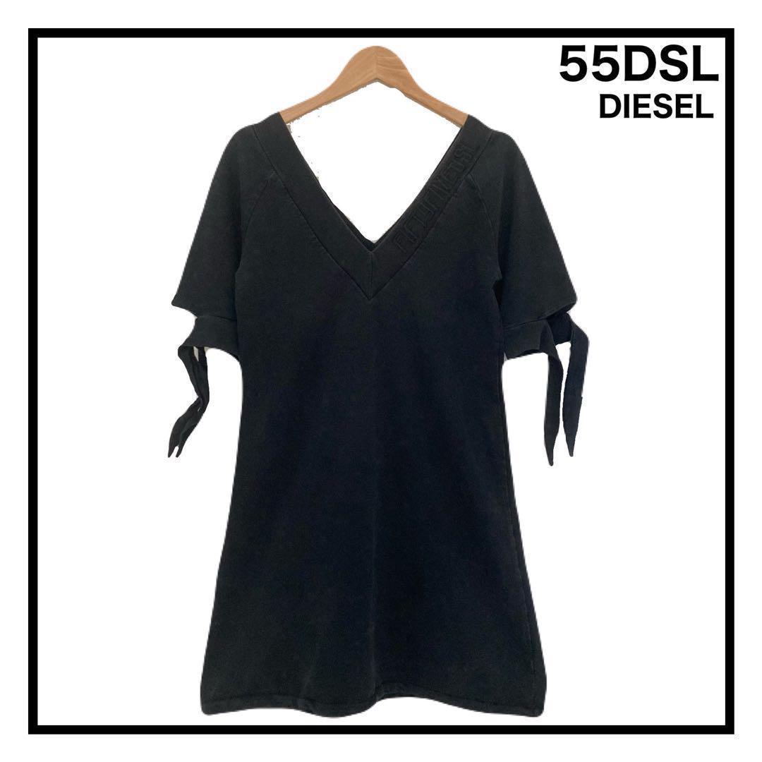 55DSL　DIESEL　ブラウス　チュニック　ブラック　半袖　レディース　S