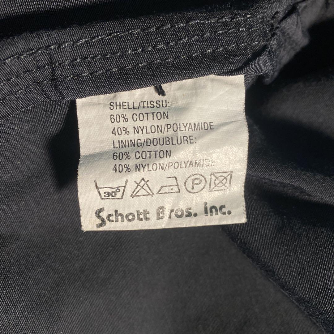 Schott】ジップアップジャケット 赤タグ 黒 古着used 6TAS1
