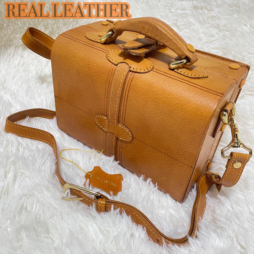 【REAL LEATHER】魅力絶大★アンティーク ミニ トランク型 ショルダー