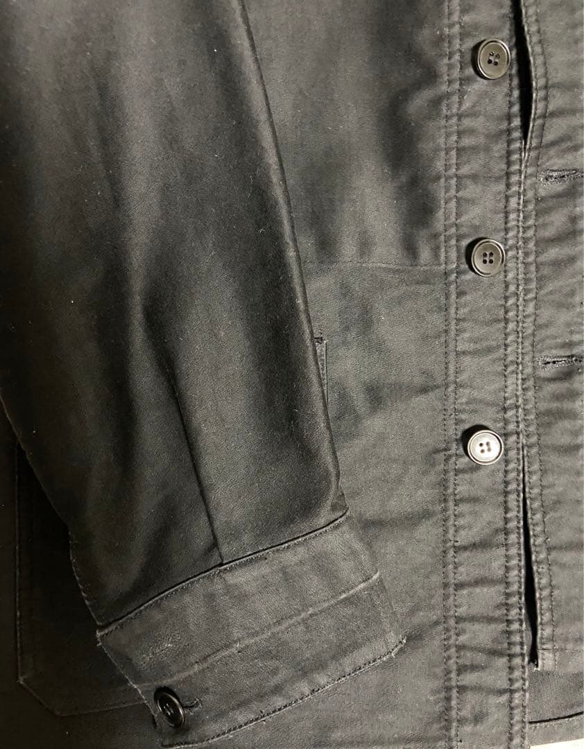 Vポケ ブラックモールスキン ワークジャケット ブラックモールスキンワークジャケット Vポケ ブラックモールスキン