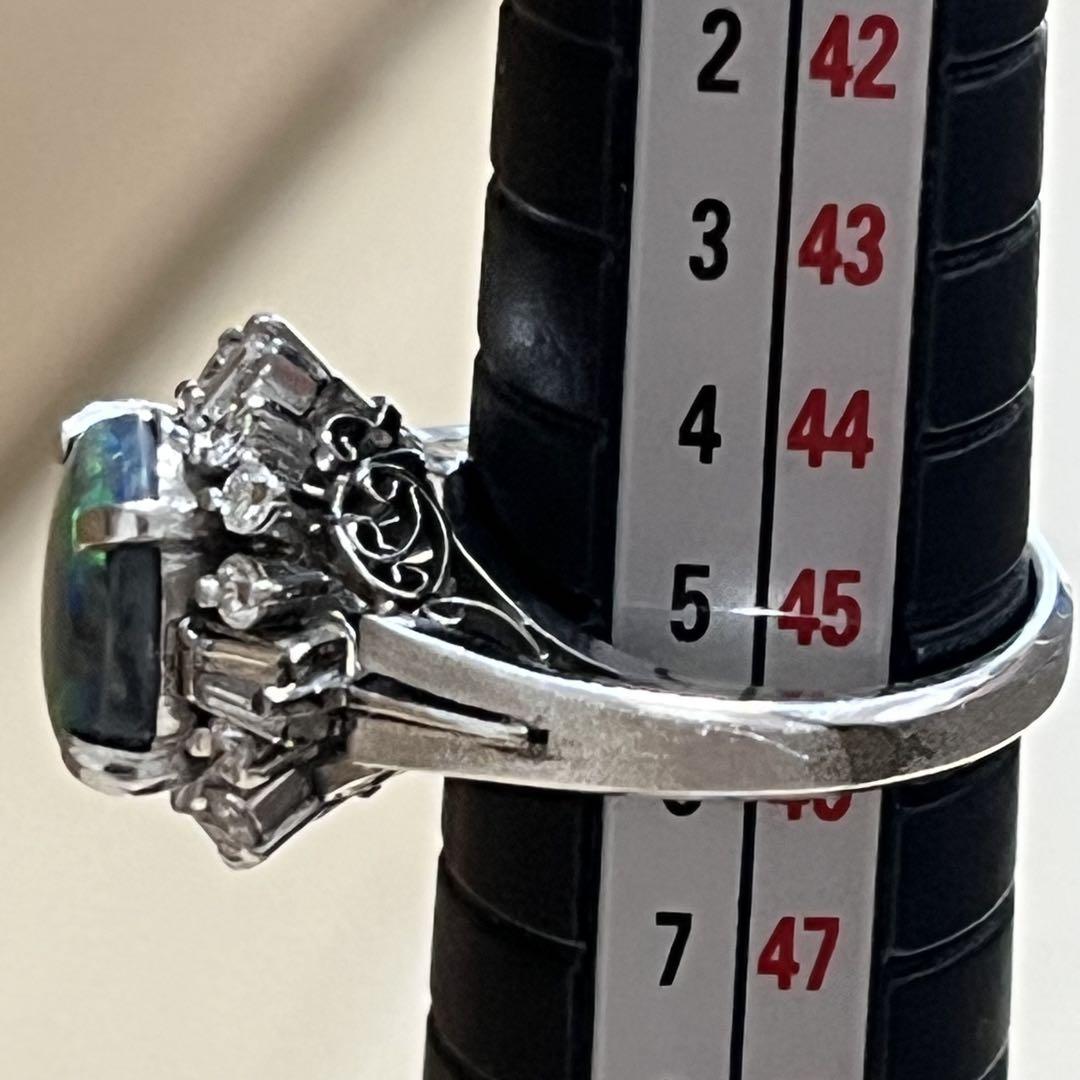 Pt900ブラックオパール ダイヤモンドリング