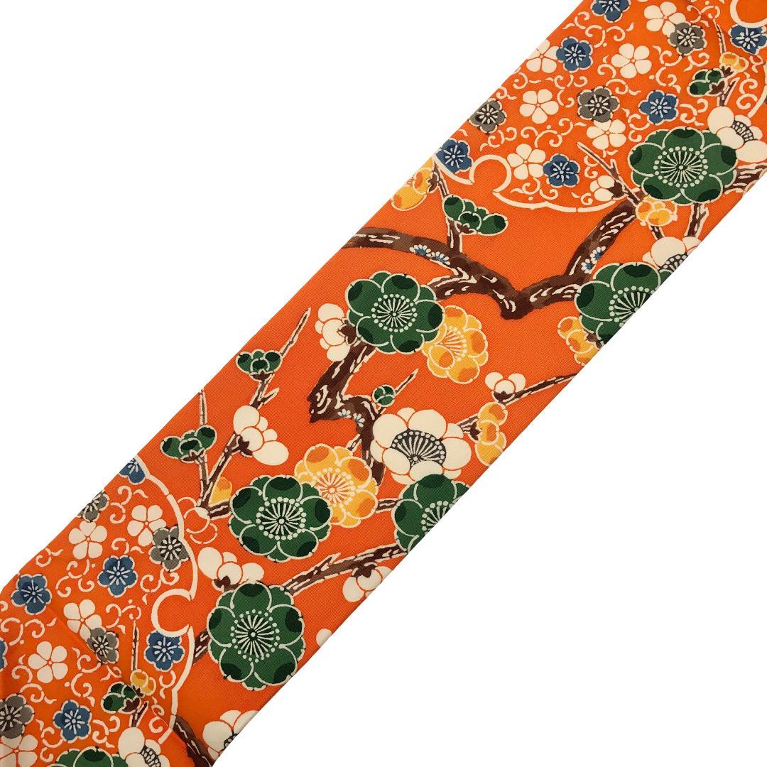 名古屋帯 総柄 型染 塩瀬 雪輪に花模様 橙色 O-5309 - メルカリ