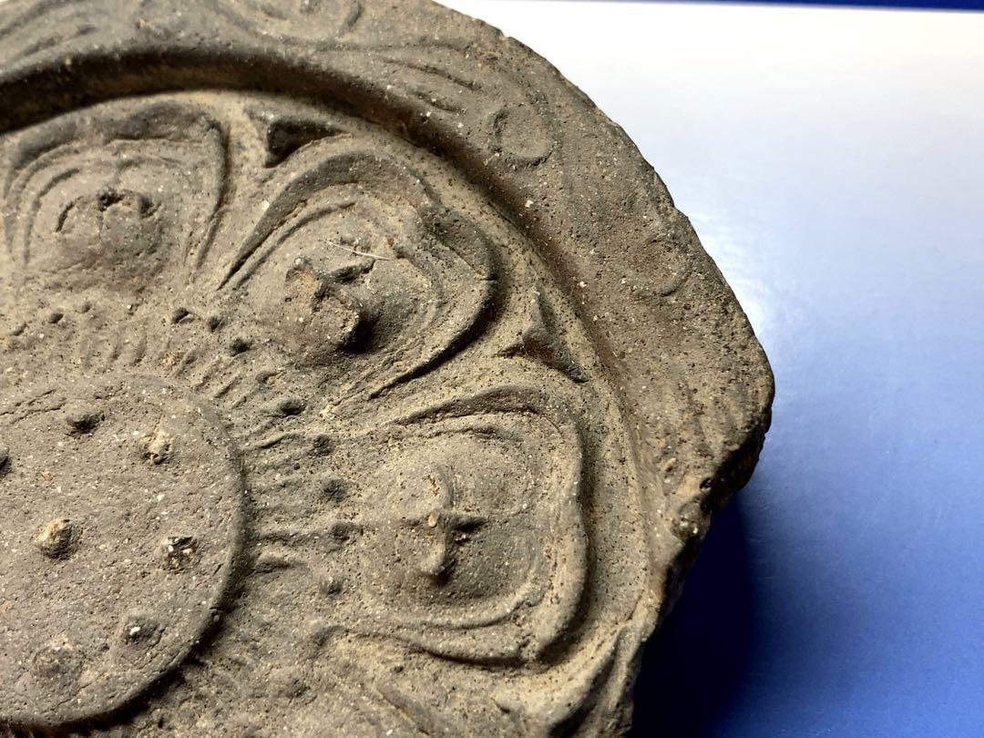 奈良時代　寺院　瓦　古瓦　軒丸瓦　骨董　アンティーク　仏教　伽藍　寺　発掘品