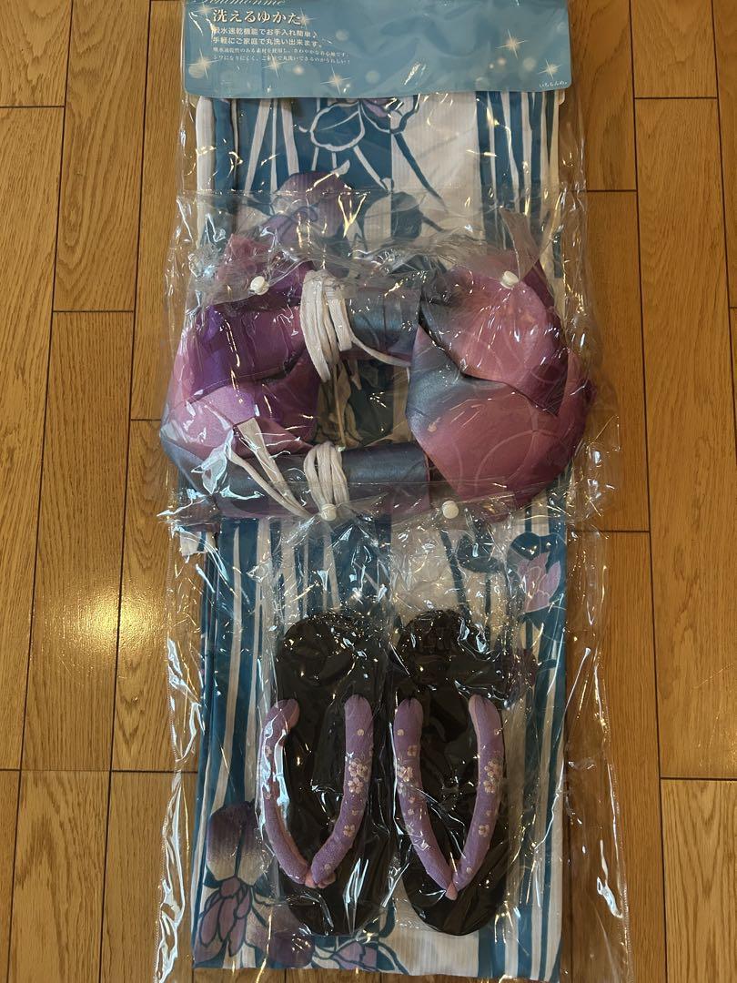 新品　いちもんめ　浴衣 レディース　洗える浴衣　結び帯　下駄 5,278円