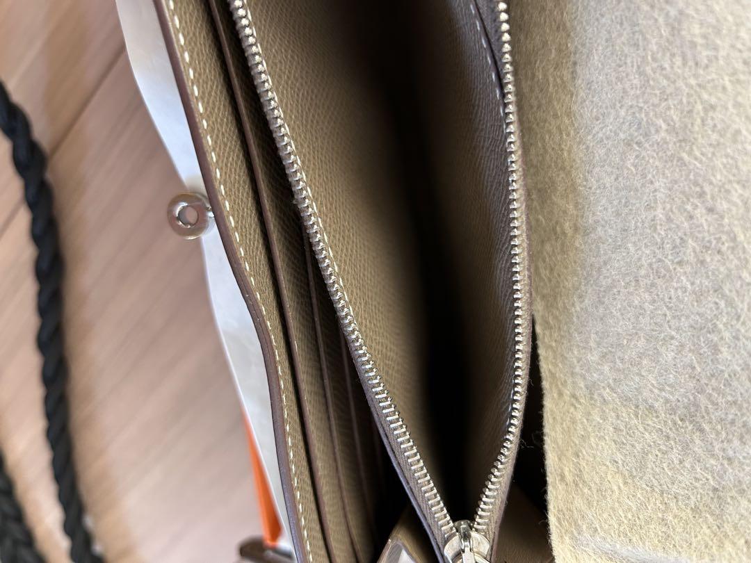 エルメス ケリーウォレット エトゥープ 長財布　白ステッチ