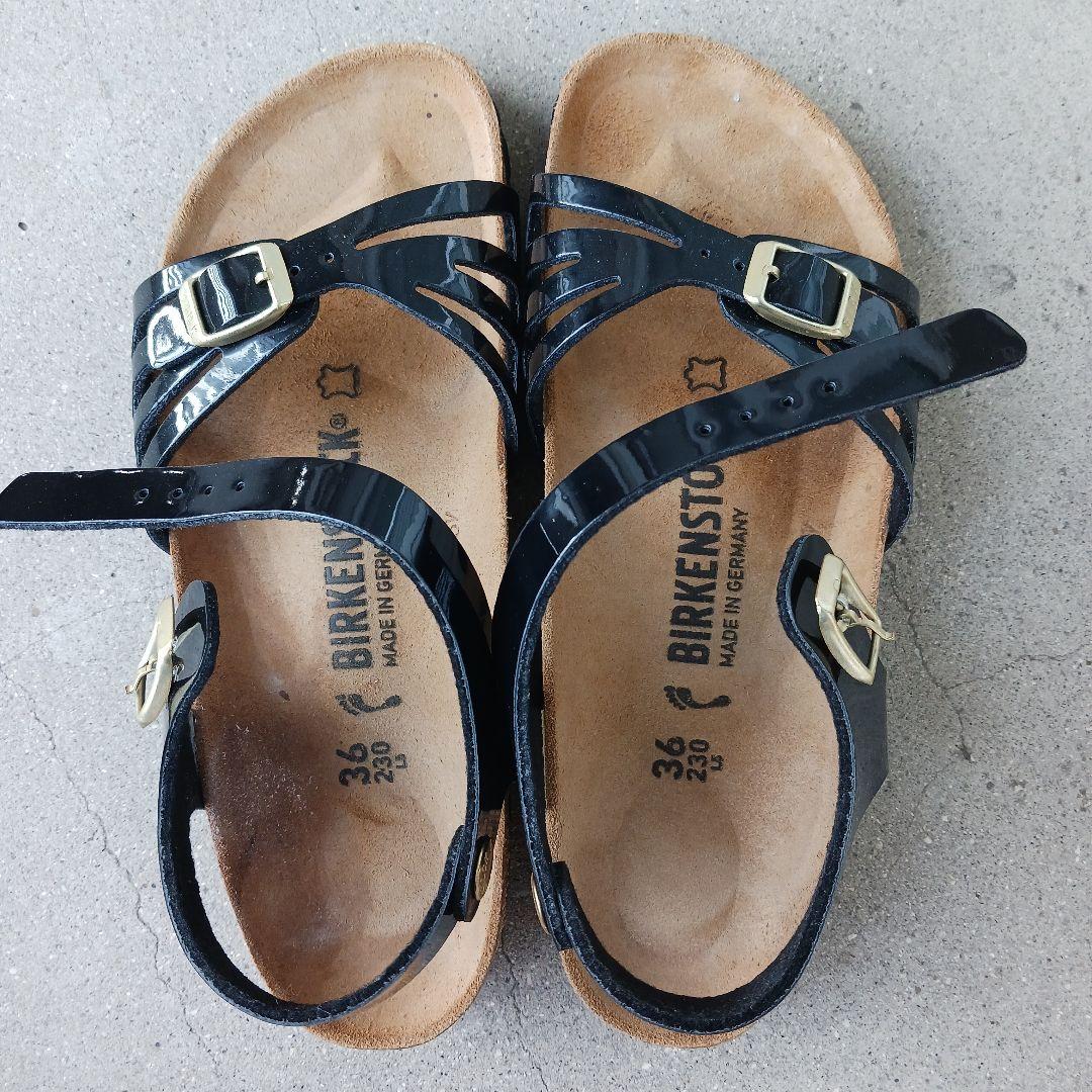 Birkenstock バリ パテントブラック コンフォートサンダル 36