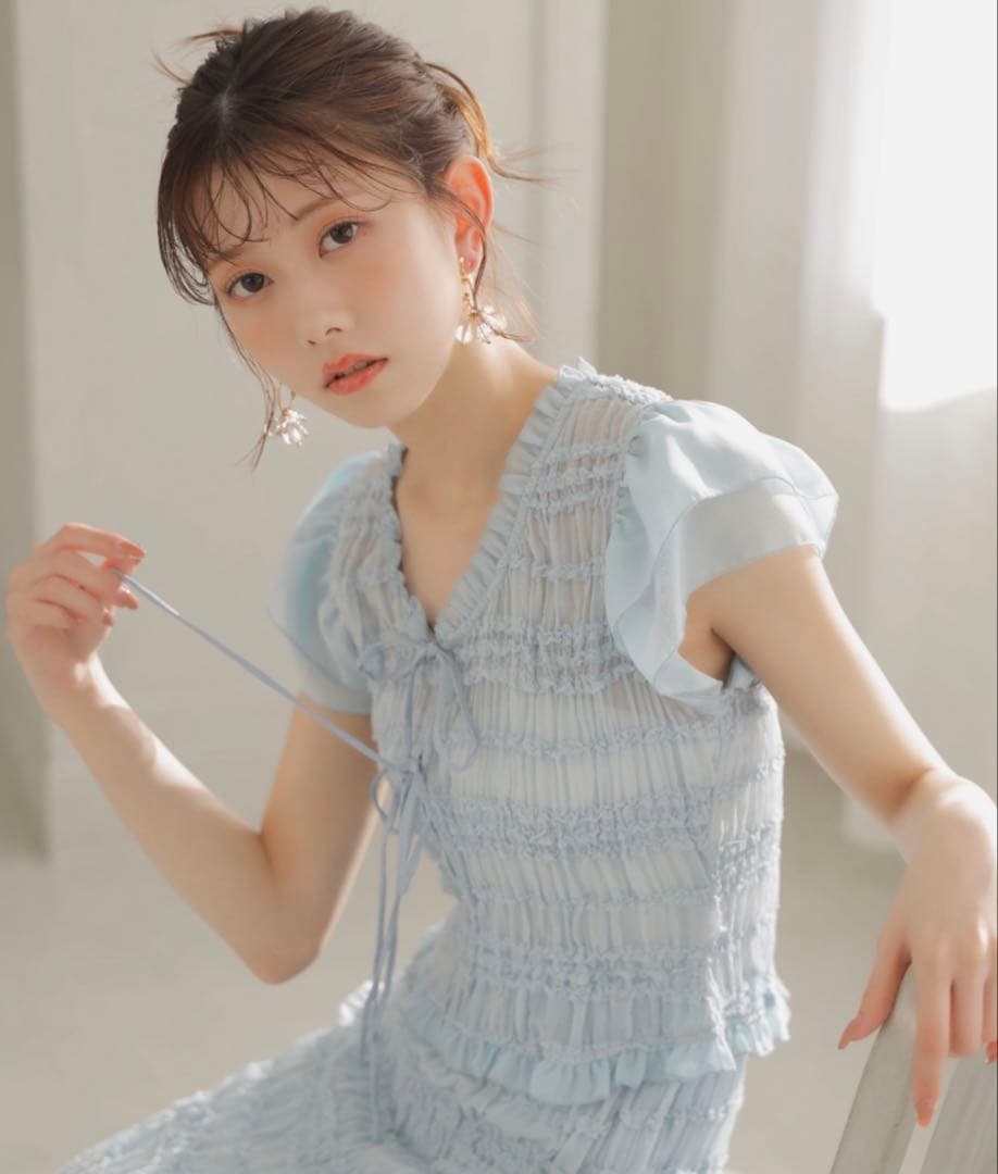 rienda【AKB48千葉恵里さん】シャーリングカットトップス シアートップス