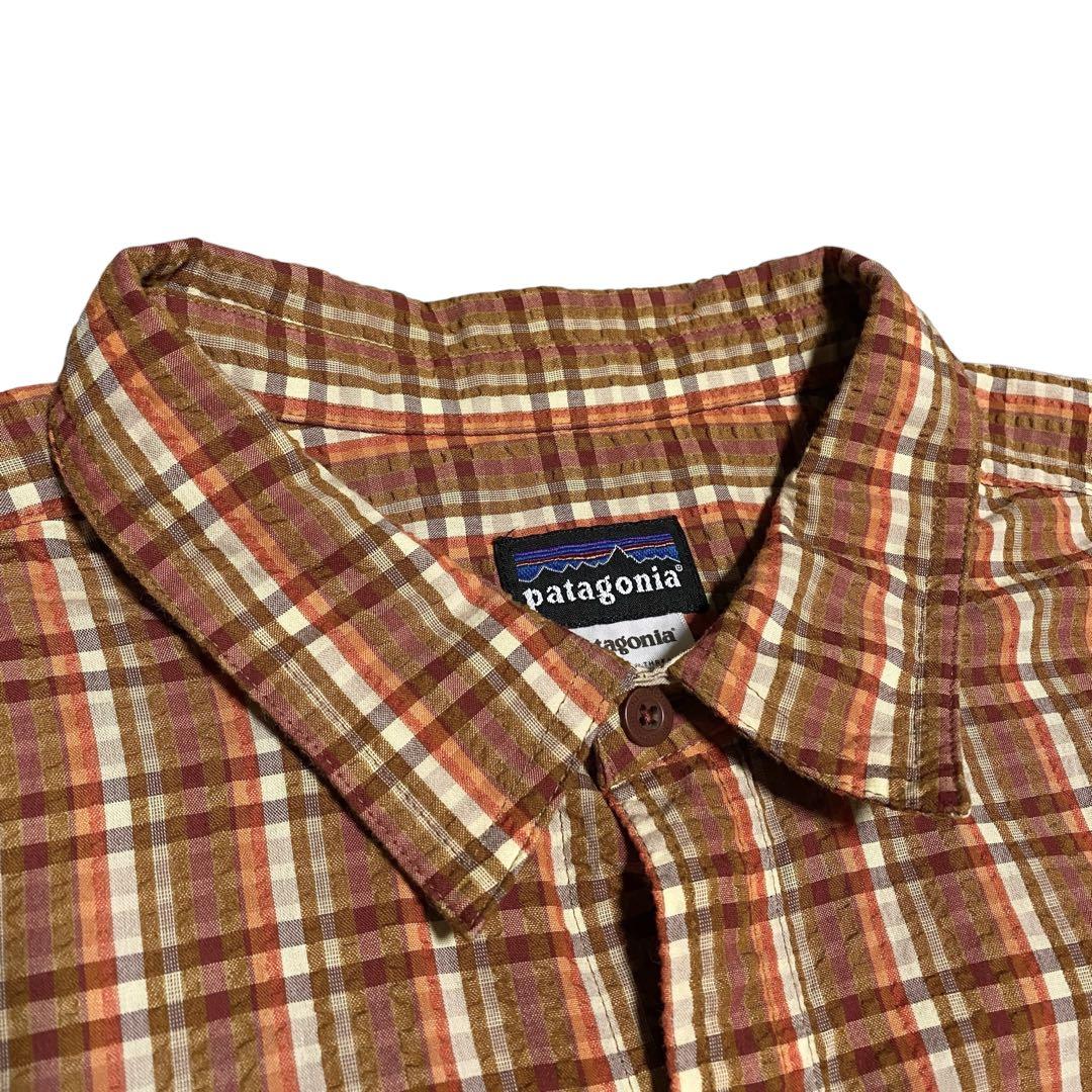 Patagonia 00s シアサッカー 半袖チェックシャツ コットンポリ XL 00s patagoniaパタゴニア チェック 半袖 シアサッカーシャツ M