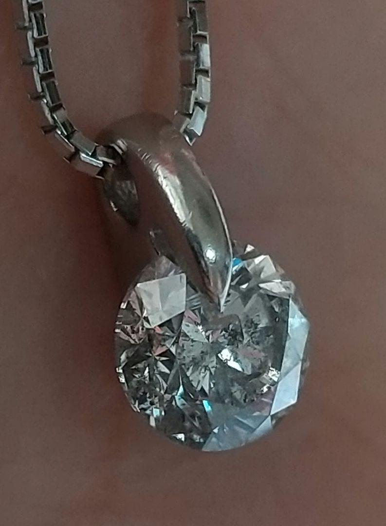 大粒天然ダイヤモンドネックレス 1.012ct/H/I1/F 鑑定書付